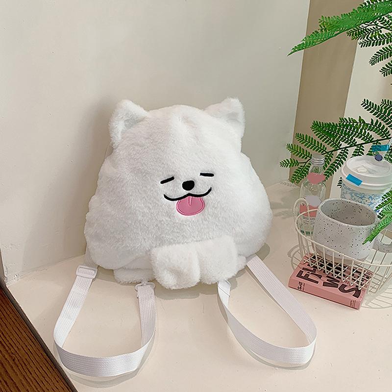 Cartoon Cute Samoyed Plush Backpack Kawaii Large Capacity Plushie Doll Fur Bag Children'S Bag Shoulder Bag Knapsack Bags Gifts