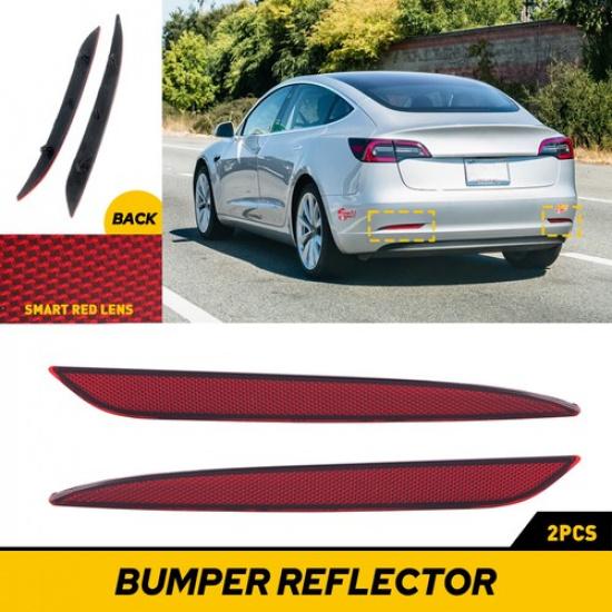 For 2017-2023 Tesla Model 3 Red Rear Bumper Reflector Side Marker Light Cover EA