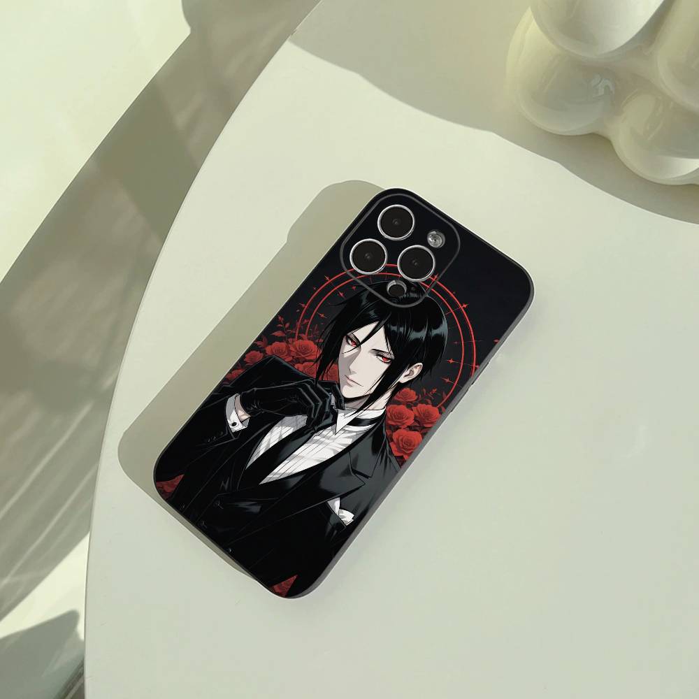 Classic anime-B--Black- Butler Phone Case For iPhone 17,16,15,14,13,12,11 Pro Max, Lightweight and practical Soft Black Cover