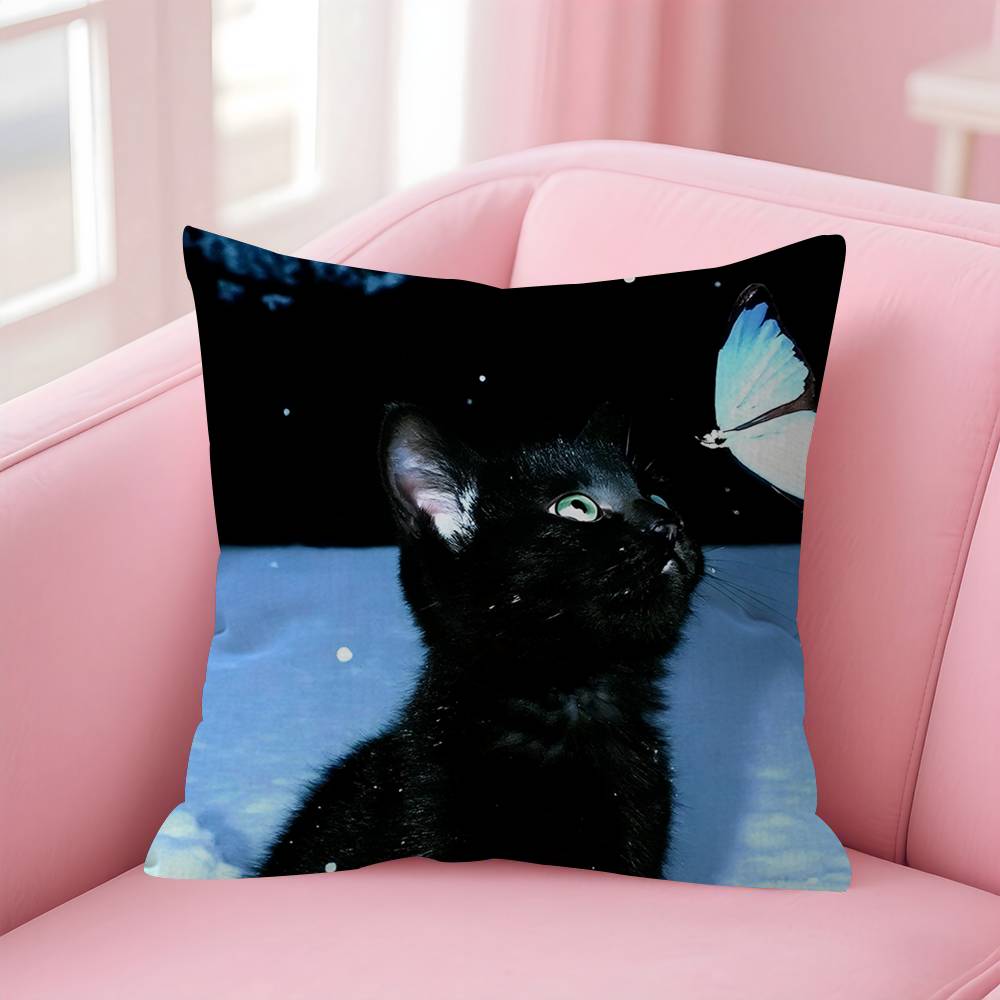 Maine Coon Cat Maple Design Cushion Cover Happy Autumn Harvest Decor Holiday Decorati Pillow Cover