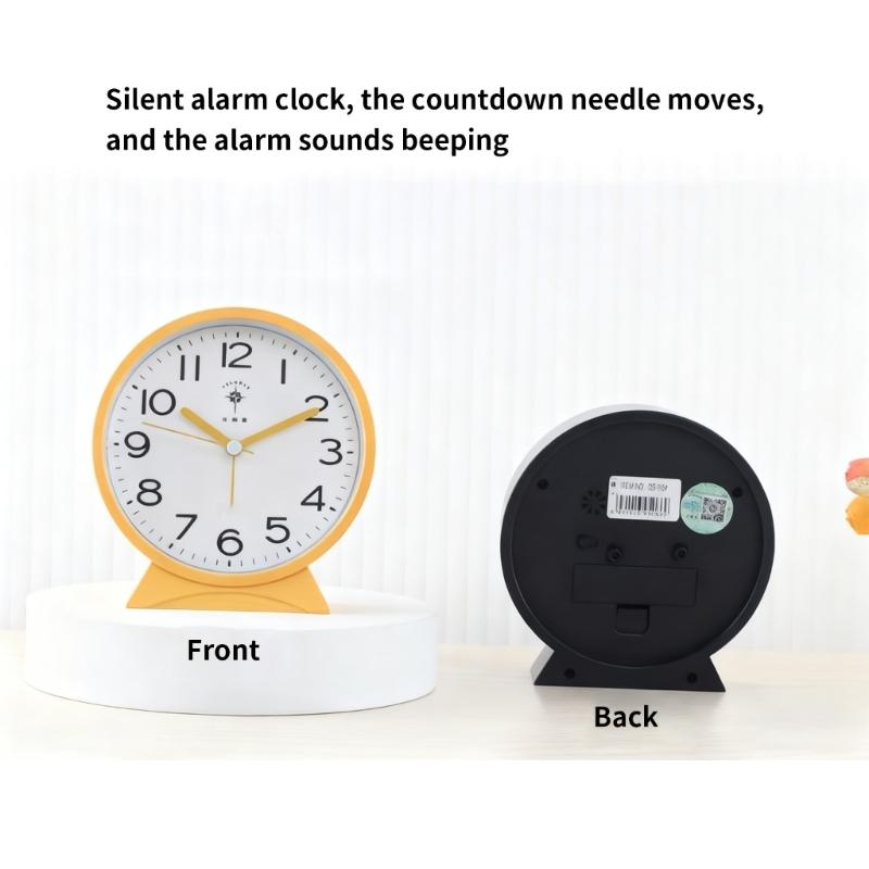 Quiet Movement Kids Alarm Clock with Arabic Numerals Modern Minimalists Battery Operated Table Clock for Student Gift