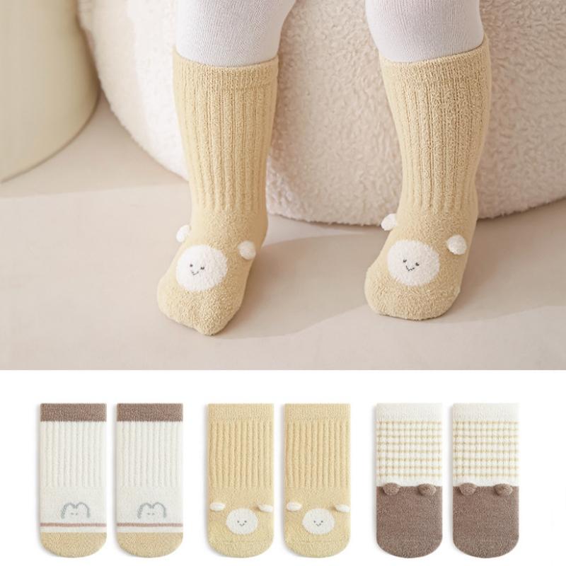3pairs/set Winter Toddler Baby Socks For Girls Boys Thick Warm Soft Newborn Long Sock Fashion Cartoon Stockings