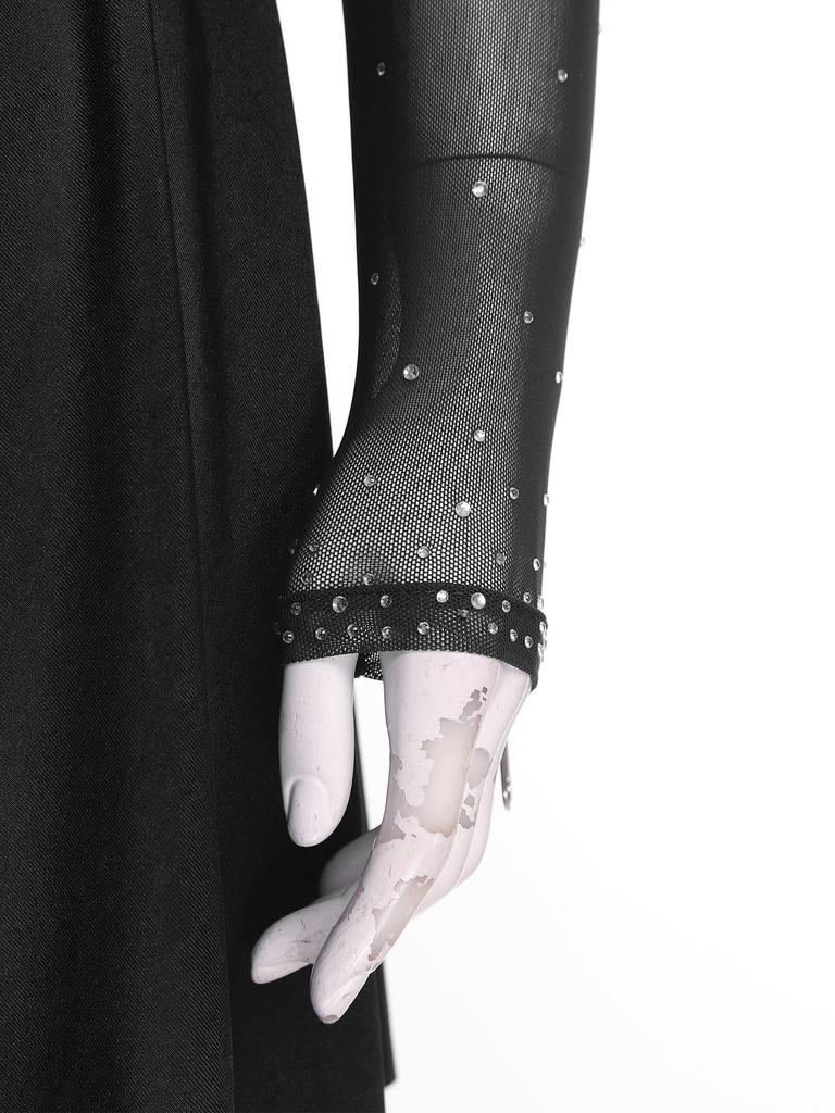 Women's Performance Dance Dress - Glitter Rhinestones Cutout Back Sheer Mesh Patchwork for Competition