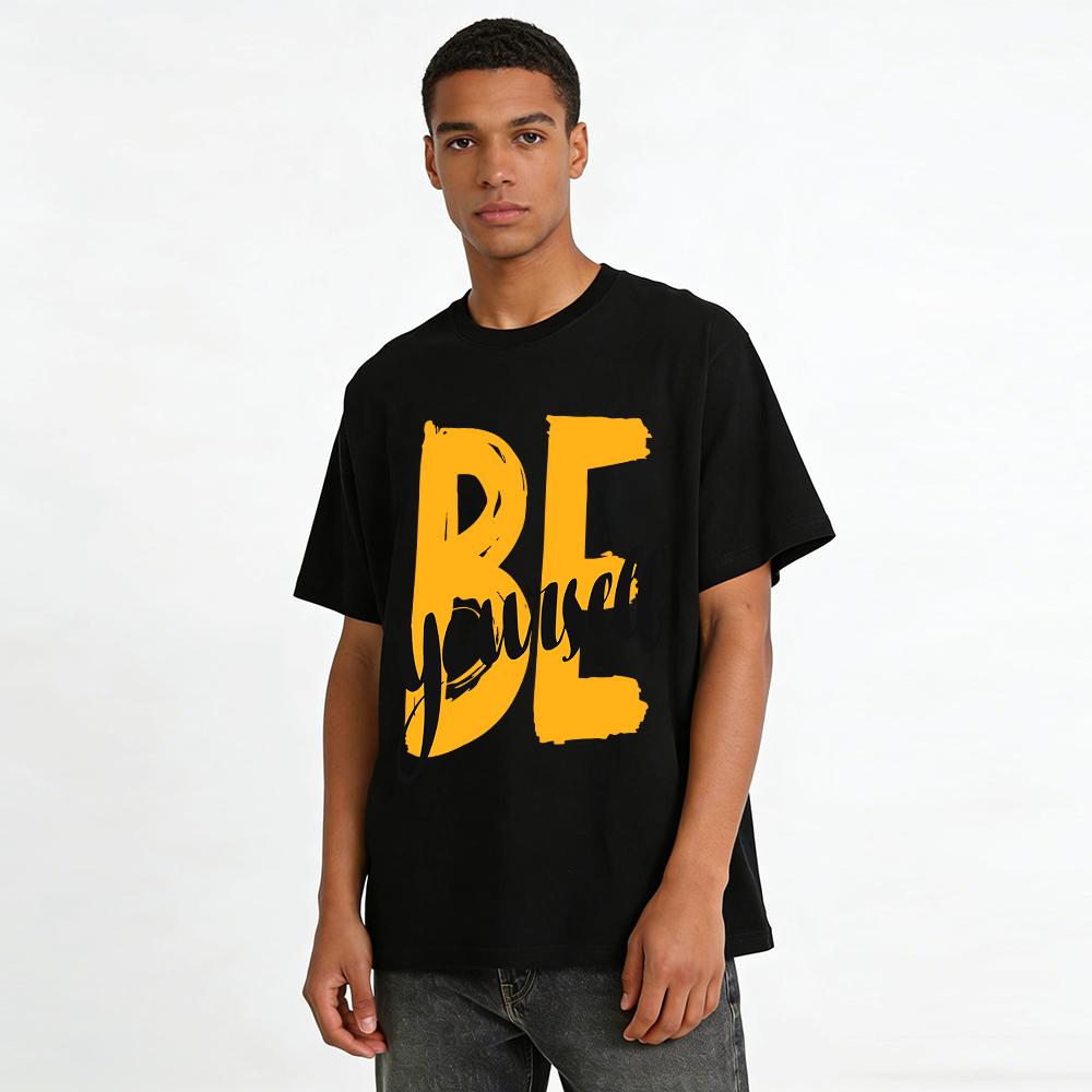 Be Yourself Slogan Print Casual Tee Trendy Inspirational Graphic T-Shirt Pure cotton T-shirt