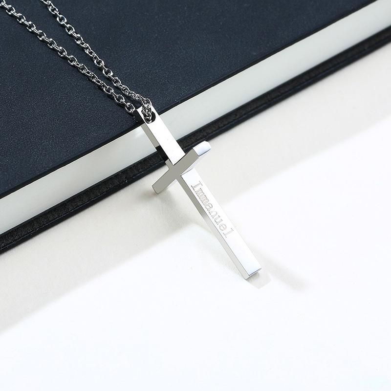 Collane a Strati con Croce Vnox per Uomo, Collane a Catena Cubo Corda Cuban Box, Collare a Collana Stratificato Fede Gesù Cristo