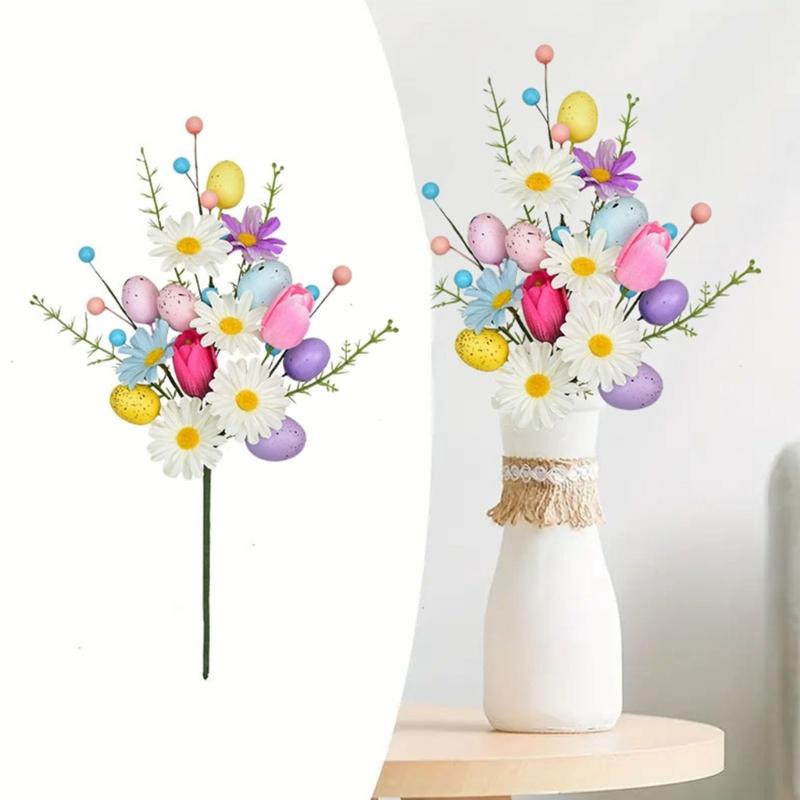 Easter Eggs Artificial Bouquets Festival Flower Arrangement For Mantels Tabletop Centerpieces Holiday Decoration