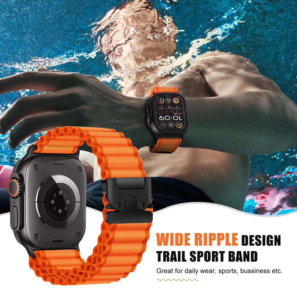 Apple Ultra2 Ocean iWatch S11/10/9/8 için Uyumlu Kayış: Paraşüt Tokalı Off-Road Naylon Spor Kordon