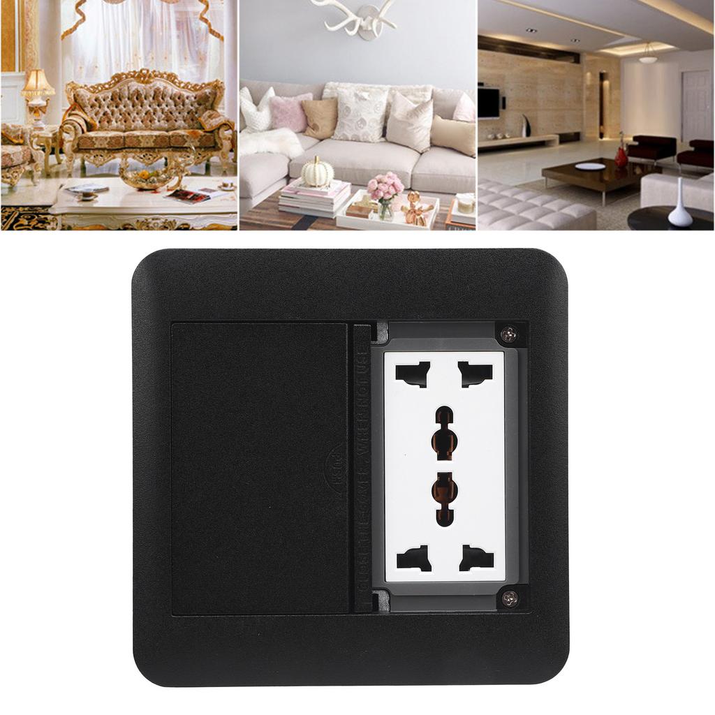 A Used Floor Outlet, 4000W 3 Prong X 4 Multifunctional Black Concealed Floor Socket Double Door for Kitchen Living Room