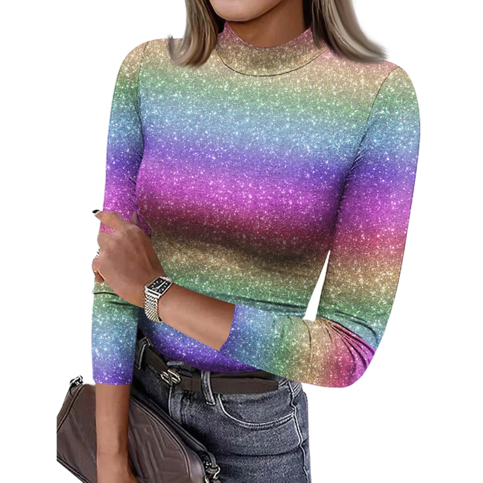 

Женская облегающая футболка, модная повседневная футболка с принтом, пуловер с круглым вырезом и рукавом 3/4 M