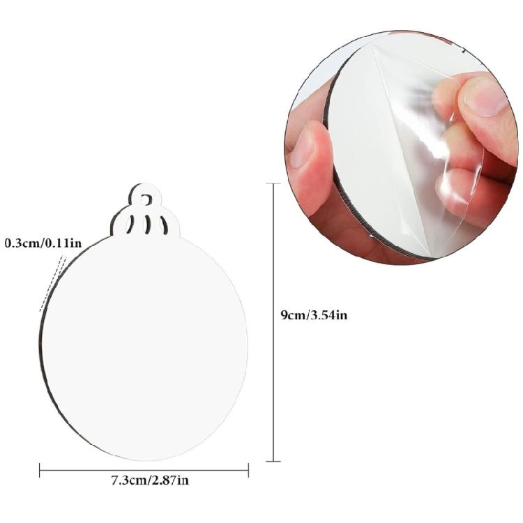 12Pcs Sublimation Round Shape Ornament Heat Transfer Christmas Tree Hanging Pendants Personalized Window Decoration