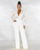 Elegant V-Neck Lace Slim Fit See-Through Jumpsuit