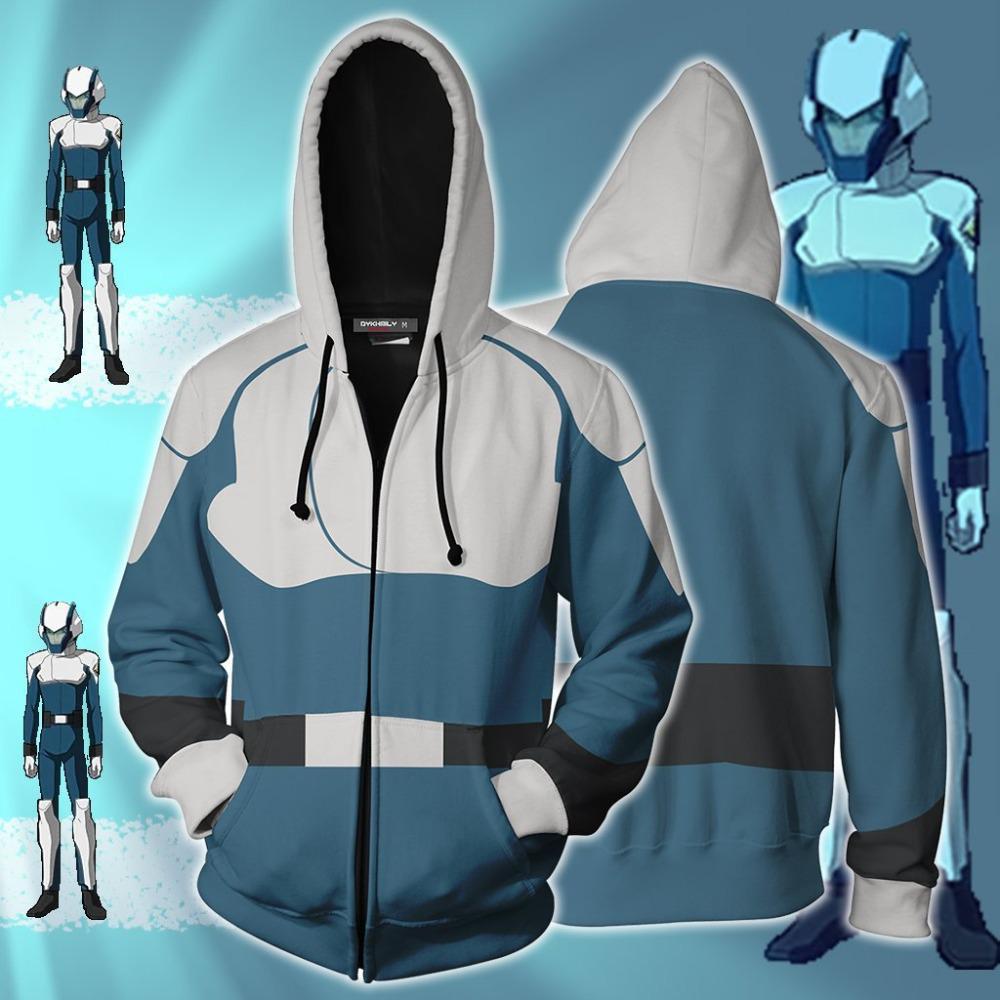 3D Printed Anime Hoodie with Mobile Suit Design - Japanese Anime Zipper Jacket