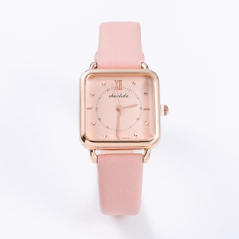 Korean Classic Retro Square Belt Women S Watch Fashion Trend Niche Watch Student Women S Quartz Watch розовый