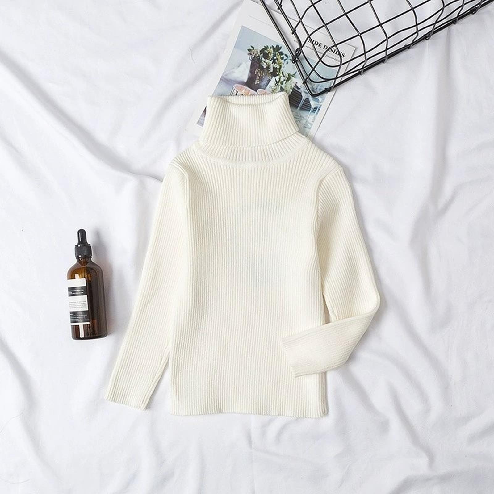 

Kids Turtleneck Sweater Casual Fashion Undershirt For Daily Wear M білий