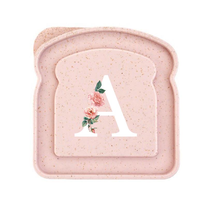 Initials Marked Toast Box Alphabet A-Z Reusable Sandwich Container Box Food Container Sealable Container Small Container