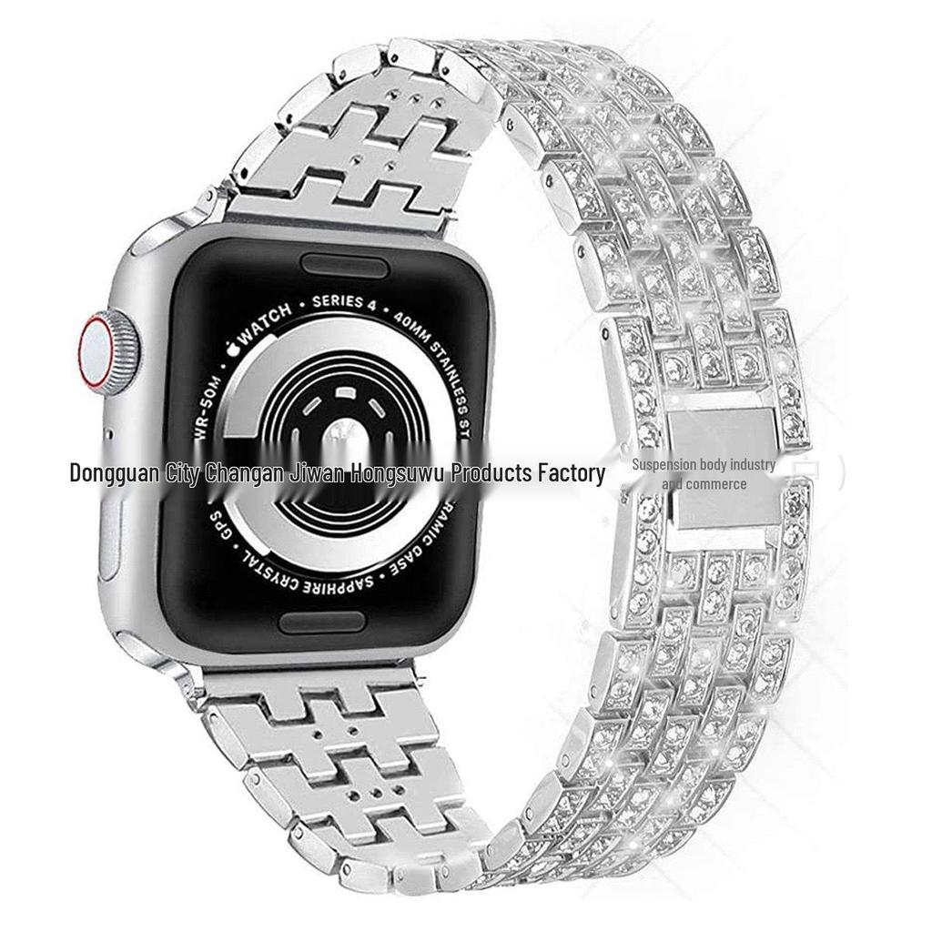 Pulseira de Aço com Céu Estrelado e Pedras de Diamante para Relógios Apple, Samsung e Huawei