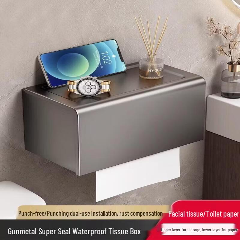 Abdo Bathroom Suction Cup Toilet Paper Holder with Storage
