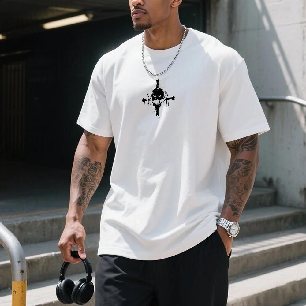 One Piece Summer Men's T-shirt Anime Edward Newgate Autumn Boys Children's Short-sleeved Punk Casual Trendy Parent-child Outfit