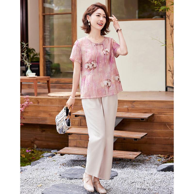 Past Summer New Chinese Style T-shirt and Pants Set