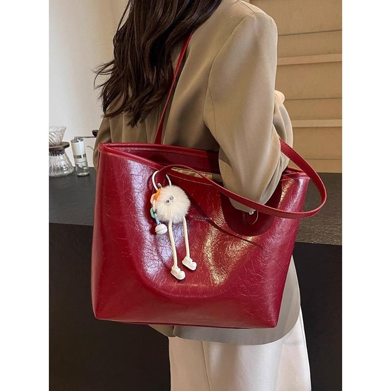 Red wedding bag large-capacity bag women's new high-end shoulder commuter bag bridal wedding tote bag