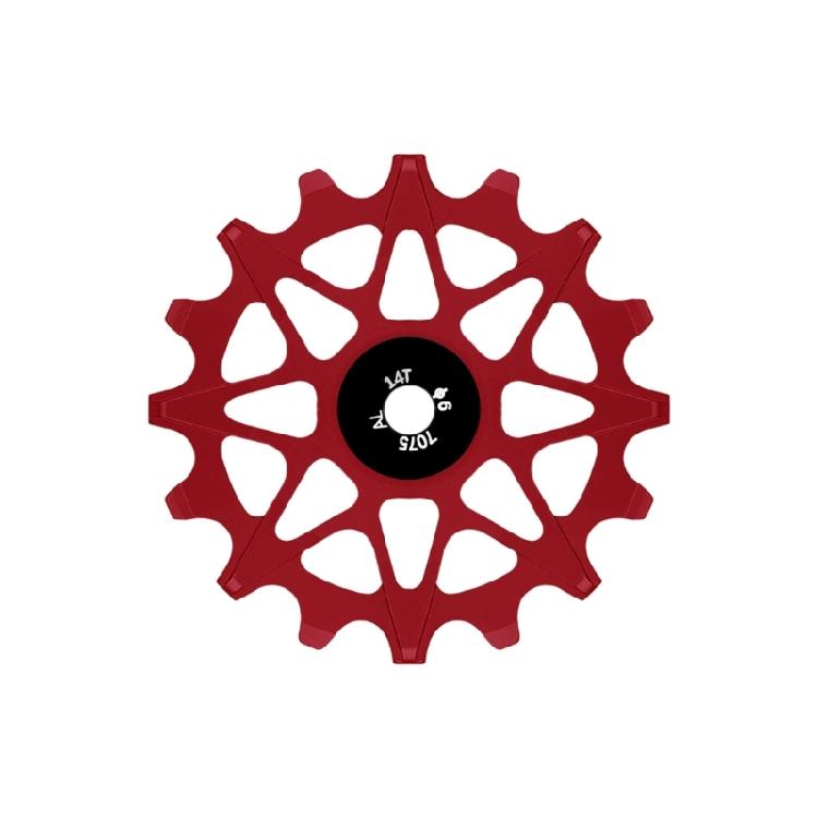 Positive and Negative Tooth Ceramic Guide Wheel Bicycles Rear Derailleur Pulley With Bushings Bike Derailleurs Pulleys 14T красный