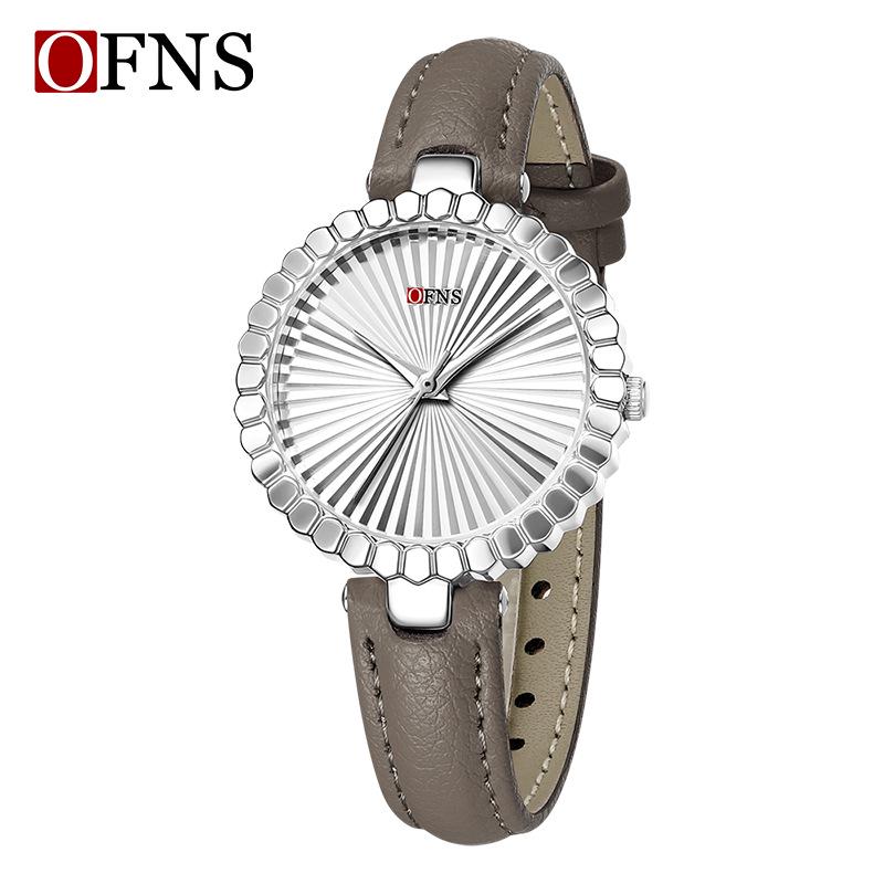 Ретро-студенческие часы OFNS: Веерообразный циферблат, Стильный узор  солнечные лучи , Водонепроницаемый кварцевый дизайн