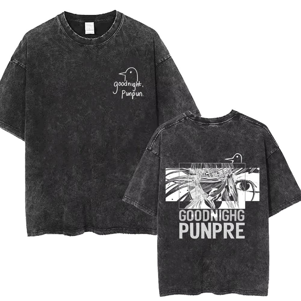 Vintage Washed Anime Oyasumi Goodnight Punpun Onodera T-shirt Aiko Tanaka Graphic T Shirts Unisex Manga Loose Casual T-shirts