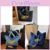 Denim Tote Bag For Women With Embroidered Letters And Street Style For Daily Use