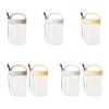 2pcs 430ml Glass Jar with Spoon Overnight Oats Cup Smoothie Cereal Breakfast Mug (Gray+Yellow)