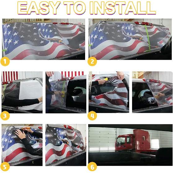 American Flag Truck Rear Window Decals - Deer Perforated Vinyl See-Through Stickers, Gifts For Men, Dad, Boyfriend, Truck Owners, Easy To Tall, UV