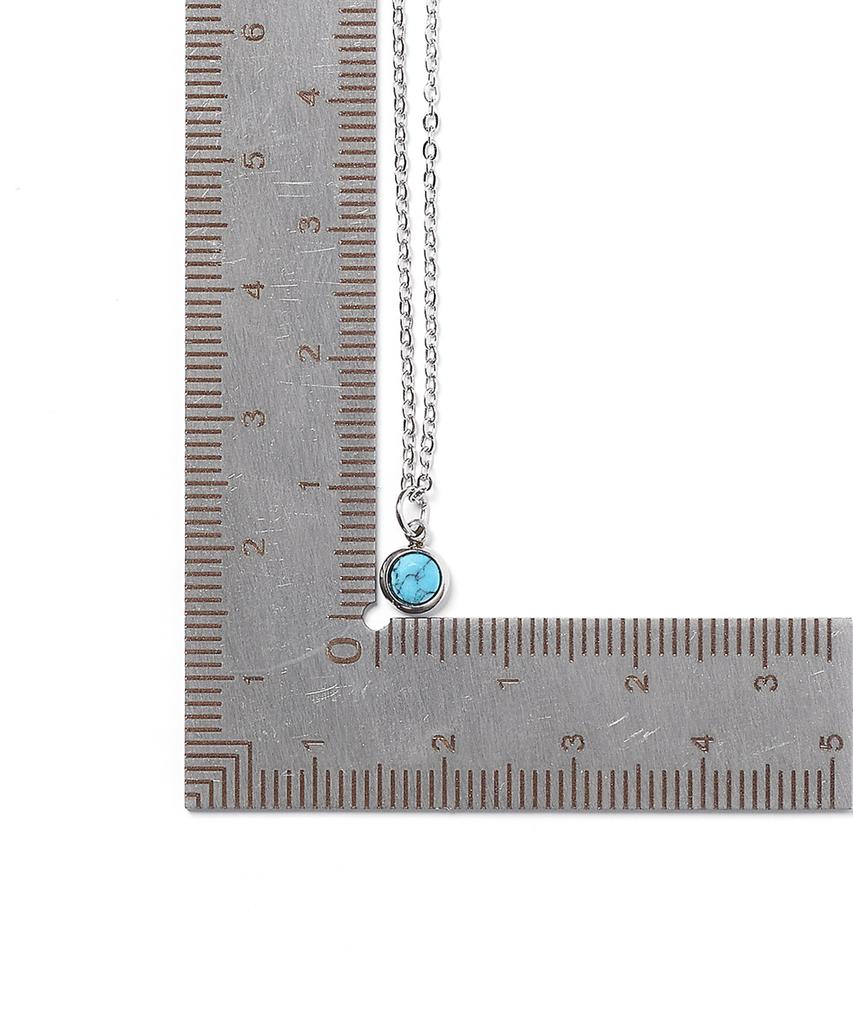 Jbans Classic Minimal Turquoise Pendant Slim Chain Necklace (C2601-An989_Sv)