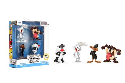 Jada Looney Tunes Metal Figs Zestaw 4 szt. - Królik Bugs, Szalony Kot, Kaczor Daffy i Kot Sylwester - Kolekcjonerskie Metalowe Figurki 2,5 cala