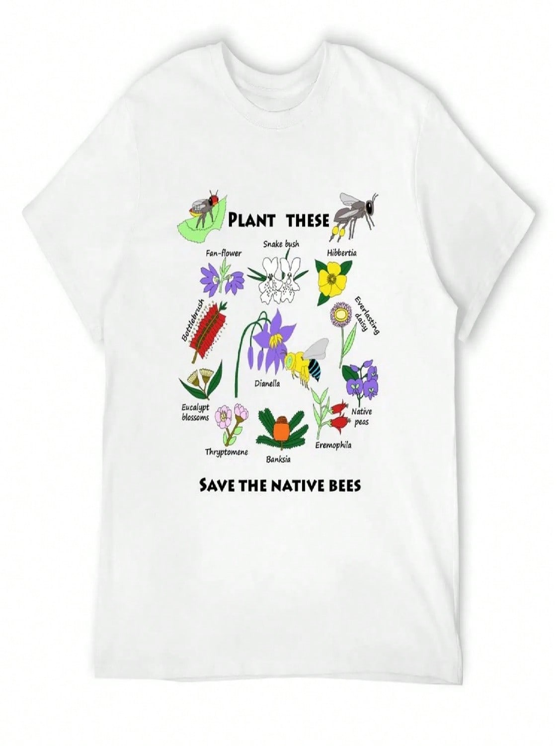 Plant These, Save The Native Bees T-Shirt Vintage Anime Shirt Luxury T-Shirt T Shirts For unisex S разноцветный