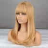 LISI HAIR Long Golden Synthetic Heat Resistant Fiber Wig with Bangs Straight Hair Wigs for Women Cosplay Daily Wear