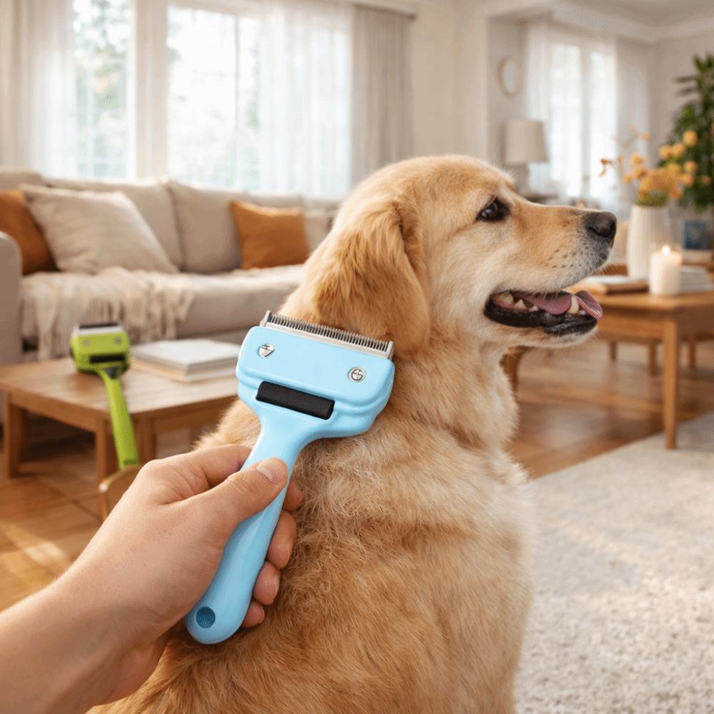 Anti-Slip Dog Hair Remover Portable Comfort Grip Pet Grooming Brush Stainless Steel Pets Hair Removal Comb Pet Massage