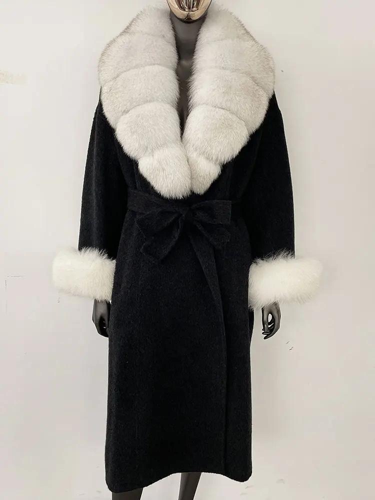 OFTBUY Wool Coat Women 2024 Autumn Winter Real Fox Fur Jacket Female Long Warm Natural Fox Fur Collar Fur Cuffs Coat Woolen Coat