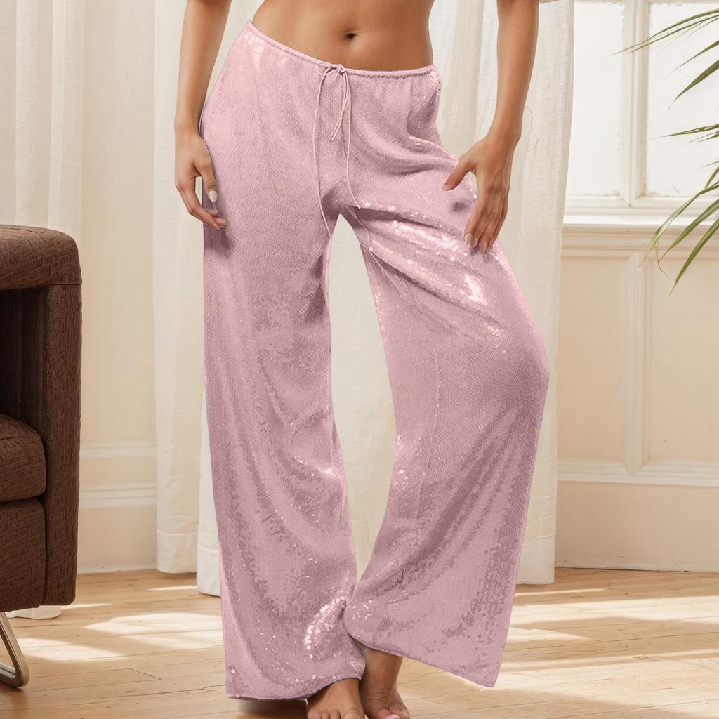 Dames Pailletten Casual Mode Rechte Pijp Losse Wijde Pijp Broek
