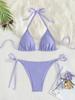 Costume da bagno da donna Tinta unita Triangolo Borsa Cravatta Paillettes Costume da bagno bikini sexy Costumi da bagno da spiaggia
