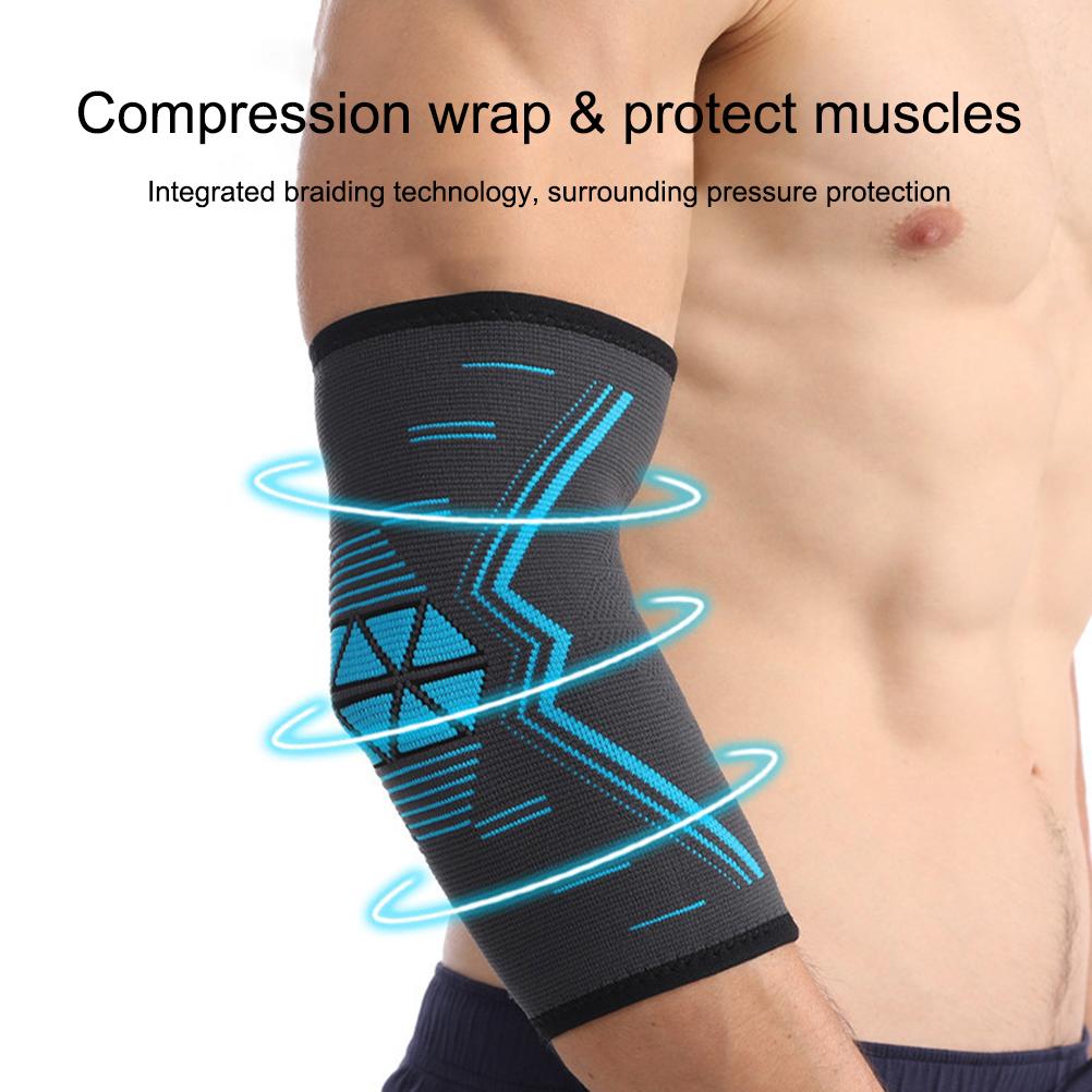 2Pcs Fitness Elbow Brace Knitted Nylon Breathable Elastic Summer Sports Elbow Compression Support
