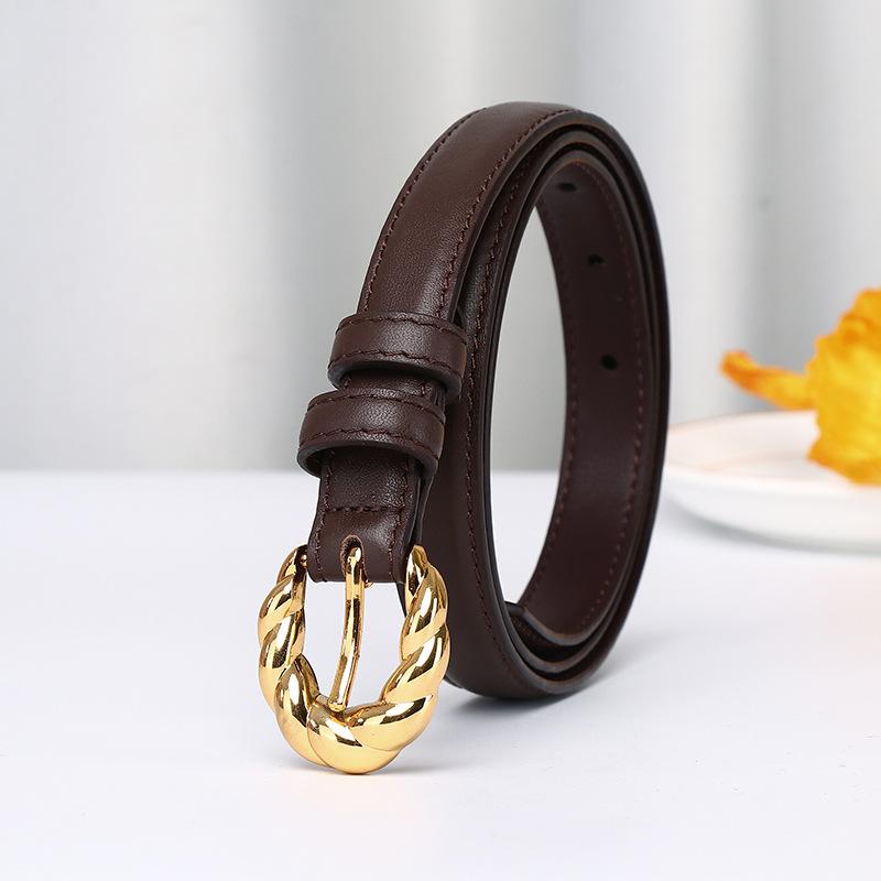 1.8Cm First-Layer Cowhide Leather Women'S Belt Simple And Versatile Trend Fashion Pin Buckle Casual Pants Belt Women'S