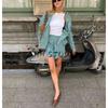Spring New Women's Clothing Casual Style Lapel Long Sleeves Stripes Shirt 1209140 Loose Stripes Shorts