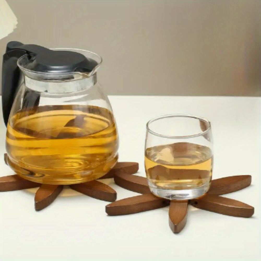 Wooden Tree-Shaped Trivet Set with 3 Detachable Coasters and Base,Creative Non-Slip Heat-Resistant Pads for Kitchen Accessories,Teapot