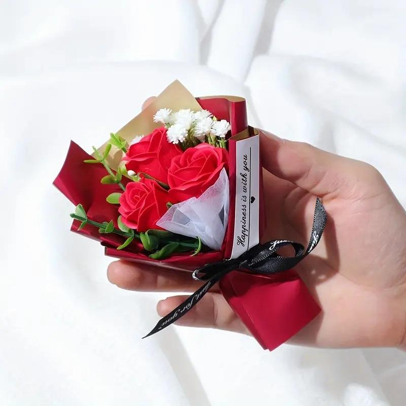 

1 Mini Rose Bouquet, with good es, Valentine s Day, Mother s Day, Teacher s Day gifts, Artificial roses червоний