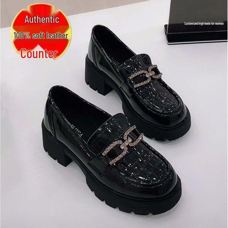 

2023 New Autumn/Winter Thick-Soled High-End Leather Loafers for Women 35