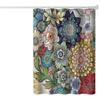 Dww-180 X 200cm Shower Curtain with 12 Hooks, Quick Drying (Flowers), Waterproof Polyester Fabric, Machine Washable, Bathroom Curtains
