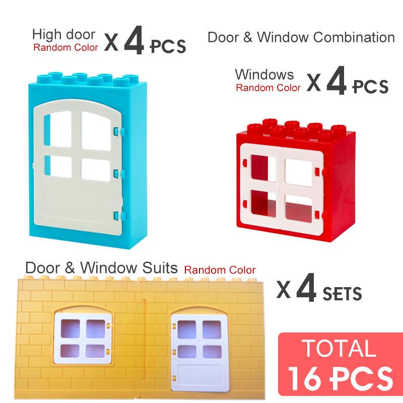 

Кольорові будівельні блоки своїми руками. Великі розміри. Основні плити. Сумісні з Duplo Kids. Розвиваючі іграшки для дітей. Door Windows