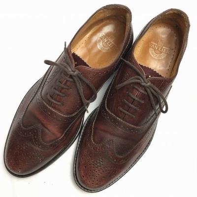 VAN LIER Vzácné Vintage Full Brogue Wingtip Společenské boty Hnědé Velikost 41 (26.5-27.0)(POUŽITÝ)