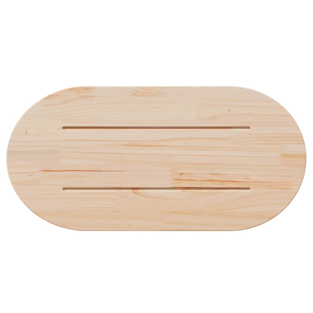 Tabletop, White, 80X40X2.5 Cm, Solid Pine Wood, Oval
