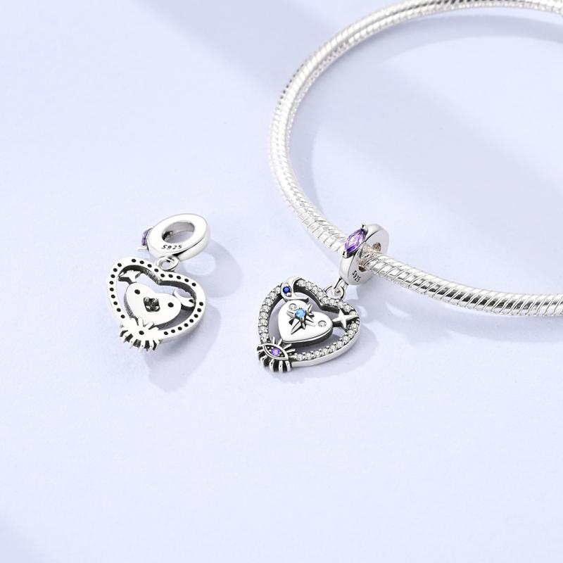 Heart Shape Star Moon Pattern Pendant Charm Beads Fits Bracelets Bangle Necklace Women Luxury Diy Fine Dangle Bead Jewelry Gifts