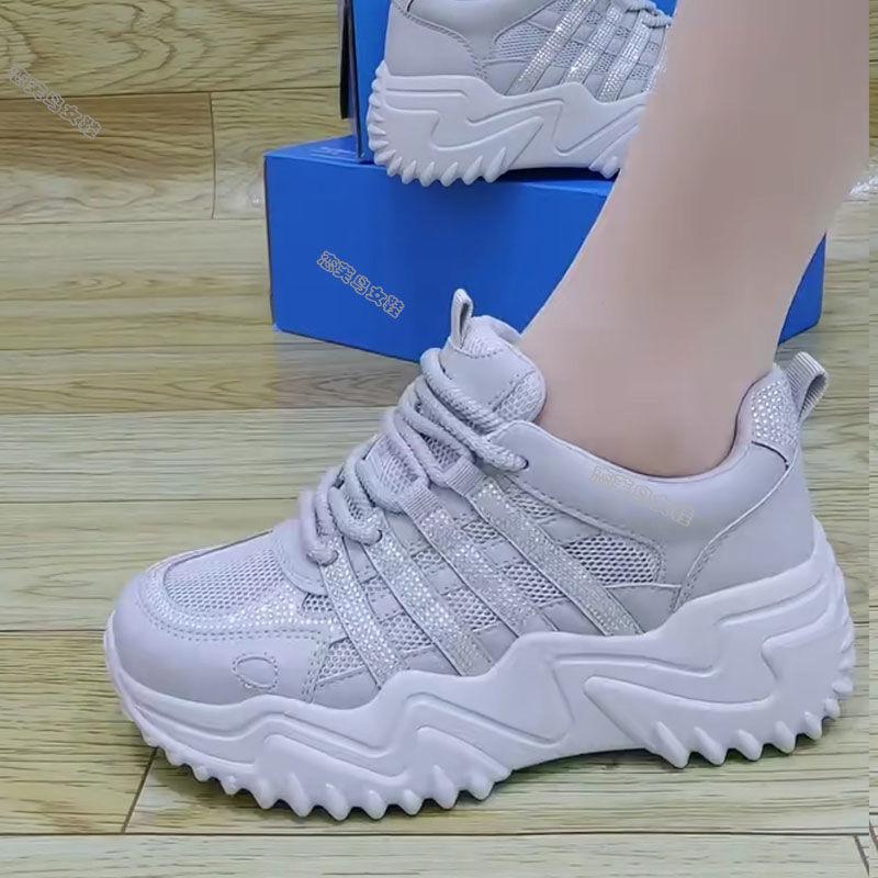 

Breathable mesh dad shoes women summer new thick sole versatile sports casual lightweight shoes 37 серый